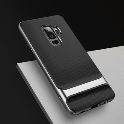 „Rock“ Royce sustiprintos apsaugos Samsung Galaxy S9+ (G965) juodas pilkos spalvos apvadais kieto silikono (TPU) ir plastiko dėk