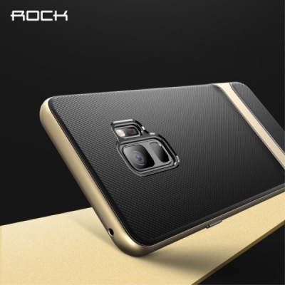 „Rock“ Royce sustiprintos apsaugos Samsung Galaxy S9 (G960) juodas auksinės spalvos apvadais kieto silikono (TPU) ir plastiko dė