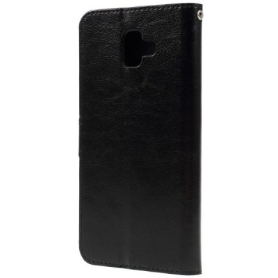 Samsung Galaxy J6+ 2018 (J610) atverčiamas juodas odinis dėklas - piniginė / Priedai.lt