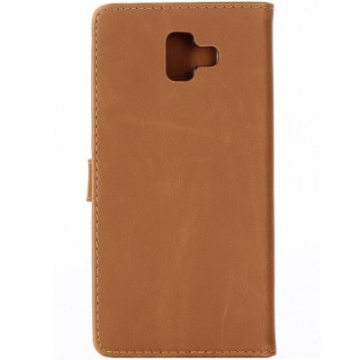 Samsung Galaxy J6+ 2018 (J610) atverčiamas rudos spalvos odinis retro dėklas - piniginė / Priedai.lt