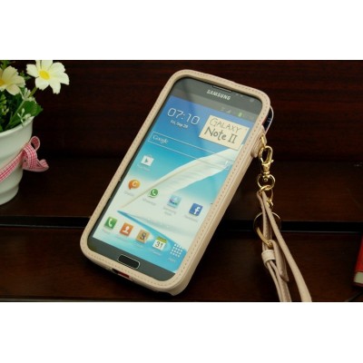 „Klogi” prabangus odinis smėlio spalvos Samsung Galaxy Note 2dėklas / Priedai.lt