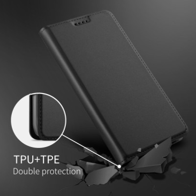 Solidus HTC U12 Plus juodas odinis atverčiamas dėklas / Priedai.lt