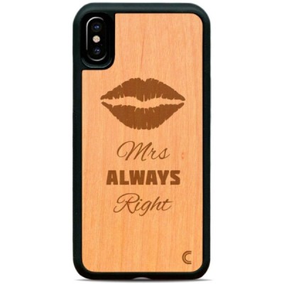 Apple iPhone X (iPhone Xs) „Crafted Cover“ Mrs Always Right natūralaus medžio dėklas (šviesus medis, alksnis) / Priedai.lt
