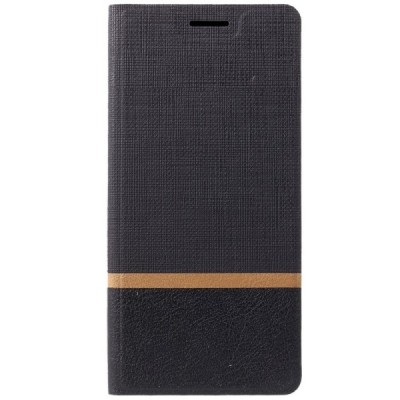 „Cross“ Texture Leather serijos Samsung Galaxy A9 2018 (A9 Star Pro) juodas odinis atverčiamas dėklas / Priedai.lt