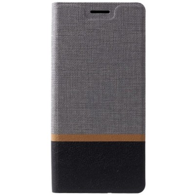 „Cross“ Texture Leather serijos Samsung Galaxy A9 2018 (A9 Star Pro) pilkas odinis atverčiamas dėklas / Priedai.lt