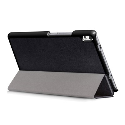 Lenovo Tab4 8 Plus (TB-8704F/N) atverčiamas juodas odinis dėklas (sulankstomas) / Priedai.lt