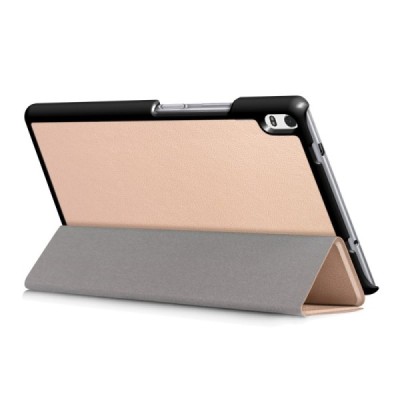 Lenovo Tab4 8 Plus (TB-8704F/N) atverčiamas auksinis odinis dėklas (sulankstomas) / Priedai.lt