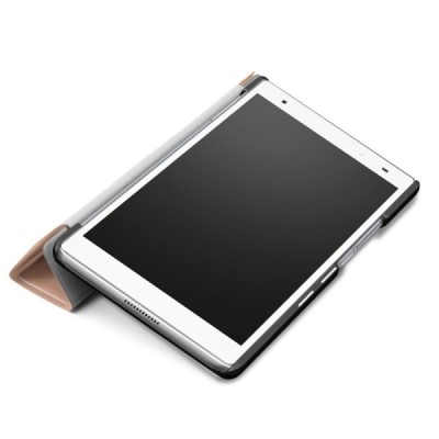 Lenovo Tab4 8 Plus (TB-8704F/N) atverčiamas auksinis odinis dėklas (sulankstomas) / Priedai.lt