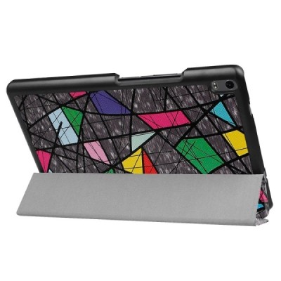 Lenovo Tab4 8 Plus (TB-8704F/N) atverčiamas spalvotas, pilkas odinis dėklas - knygutė / Priedai.lt