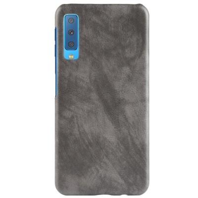 „Litchi“ Skin Leather Samsung Galaxy A7 2018 (A750) pilkas plastikinis dėklas - nugarėlė / Priedai.lt