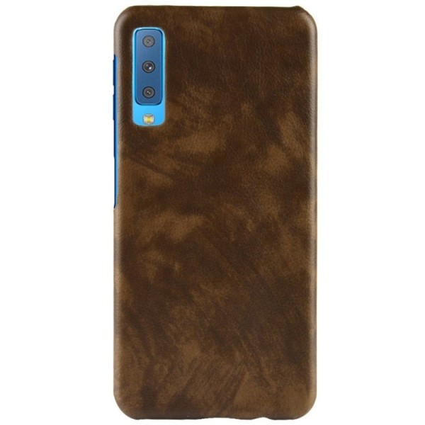 „Litchi“ Skin Leather dėklas - rudas (Galaxy A7 2018)