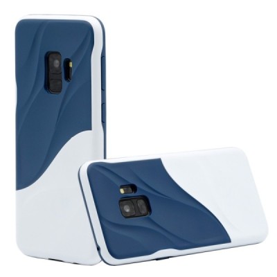 „3D“ Wave Pattern Samsung Galaxy S9 (G960) baltai mėlynas kieto silikono (TPU) ir plastiko dėklas / Priedai.lt