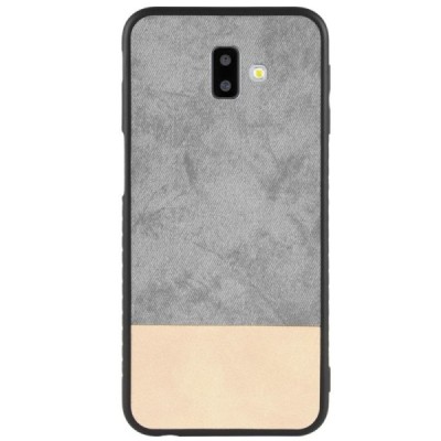„Bi-Color“ Splicing Samsung Galaxy J6+ 2018 (J610F) pilkas, smėlio spalvos odinis dėklas / Priedai.lt