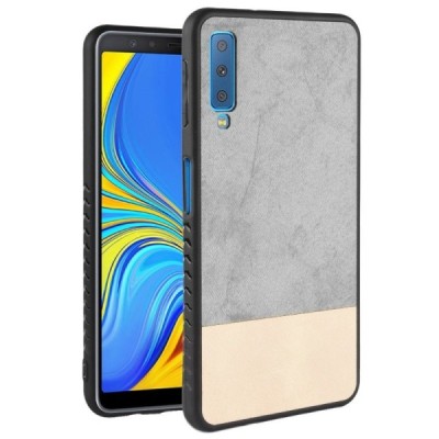 „Bi-Color“ Splicing Samsung Galaxy A7 2018 (A750) pilkas, smėlio spalvos odinis dėklas / Priedai.lt