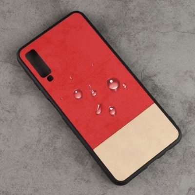 „Bi-Color“ Splicing Samsung Galaxy A7 2018 (A750) raudonas, smėlio spalvos odinis dėklas / Priedai.lt