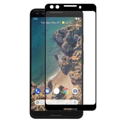 Google Pixel 3 „Hat-Prince“ 9H Tempered Glass sustiprintos apsaugos juodas pilnai dengiantis apsauginis ekrano stiklas 0,2 mm |