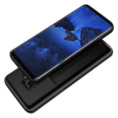 „Combo“ Card Holder Samsung Galaxy S9 (G960) juodas kieto silikono dėklas / Priedai.lt