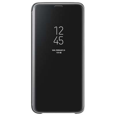 Samsung Galaxy S9 (G960) originalus Clear View Standing Cover atverčiamas juodas dėklas  / Priedai.lt