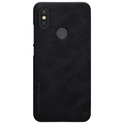 Prabangus „Nillkin“ Qin serijos juodas odinis atverčiamas Xiaomi Mi 6X (Xiaomi Mi A2) dėklas / Priedai.lt