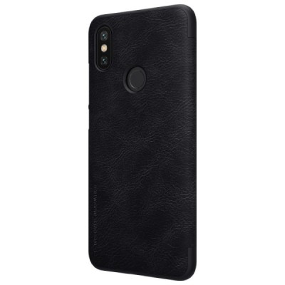 Prabangus „Nillkin“ Qin serijos juodas odinis atverčiamas Xiaomi Mi 6X (Xiaomi Mi A2) dėklas / Priedai.lt