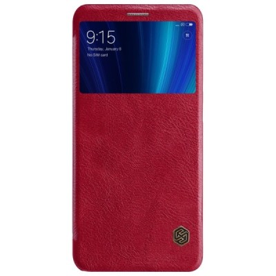 Prabangus „Nillkin“ Qin serijos raudonas odinis atverčiamas Xiaomi Mi 6X (Xiaomi Mi A2) dėklas / Priedai.lt