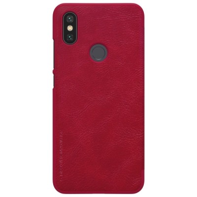 Prabangus „Nillkin“ Qin serijos raudonas odinis atverčiamas Xiaomi Mi 6X (Xiaomi Mi A2) dėklas / Priedai.lt