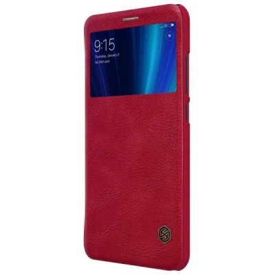 Prabangus „Nillkin“ Qin serijos raudonas odinis atverčiamas Xiaomi Mi 6X (Xiaomi Mi A2) dėklas / Priedai.lt
