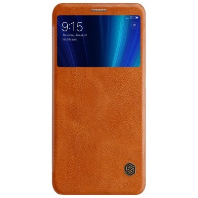 Prabangus „Nillkin“ Qin serijos rudas odinis atverčiamas Xiaomi Mi 6X (Xiaomi Mi A2) dėklas / Priedai.lt