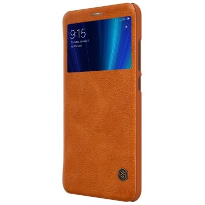 Prabangus „Nillkin“ Qin serijos rudas odinis atverčiamas Xiaomi Mi 6X (Xiaomi Mi A2) dėklas / Priedai.lt