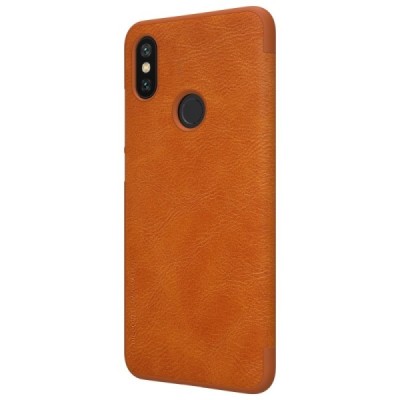 Prabangus „Nillkin“ Qin serijos rudas odinis atverčiamas Xiaomi Mi 6X (Xiaomi Mi A2) dėklas / Priedai.lt