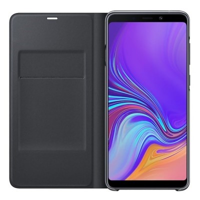Samsung Galaxy A9 2018 (A9 Star Pro) originalus Wallet Cover atverčiamas juodas odinis dėklas - piniginė / Priedai.lt