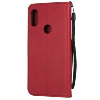 Xiaomi Redmi Note 6 Pro atverčiamas raudonas odinis dėklas, knygutė - piniginė | Priedai.lt