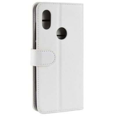 Xiaomi Redmi Note 6 Pro atverčiamas baltas odinis dėklas, knygutė - piniginė / Priedai.lt