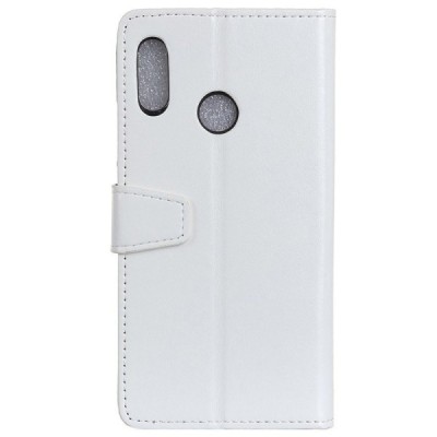 Huawei Honor 8X atverčiamas baltas odinis dėklas, knygutė - piniginė / Priedai.lt