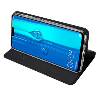 „Dux Ducis“ Skin serijos Huawei P smart 2019 (Honor 10 Lite) juodas odinis atverčiamas dėklas / Priedai.lt