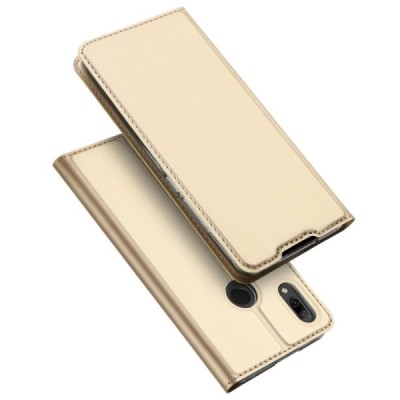 „Dux Ducis“ Skin serijos Huawei P smart 2019 (Honor 10 Lite) auksinis odinis atverčiamas dėklas / Priedai.lt