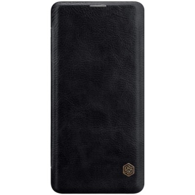 Prabangus „Nillkin“ Qin serijos juodas odinis atverčiamas Samsung Galaxy S10 (G973) dėklas / Priedai.lt