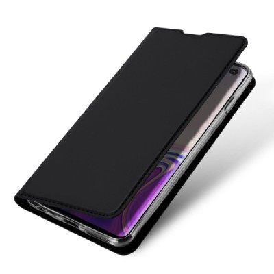 „Dux Ducis“ Skin serijos Samsung Galaxy S10 (G973) juodas odinis atverčiamas dėklas / Priedai.lt