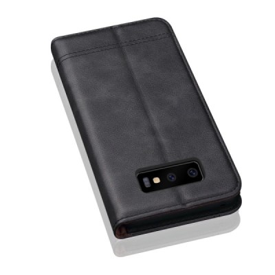 „Deluxe“ atverčiamas juodas odinis Samsung Galaxy S10 (G973) dėklas - knygutė / Priedai.lt