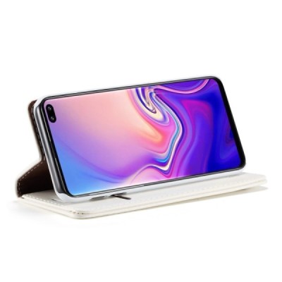 Samsung Galaxy S10 (G973) „CaseMe“ solidus atverčiamas baltas odinis dėklas - knygutė / Priedai.lt