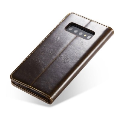 Samsung Galaxy S10 (G973) „CaseMe“ solidus atverčiamas rudas odinis dėklas - knygutė / Priedai.lt