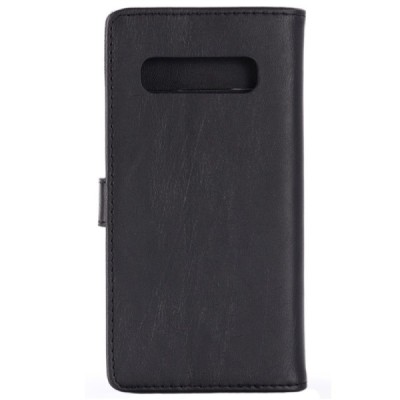 Samsung Galaxy S10 (G973) atverčiamas juodas odinis retro dėklas - piniginė / Priedai.lt
