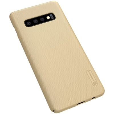 Samsung Galaxy S10+ (G975) Nillkin Frosted Shield auksinis plastikinis dėklas / Priedai.lt