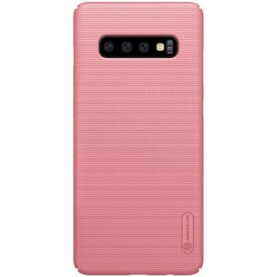Samsung Galaxy S10+ (G975) Nillkin Frosted Shield rožinis plastikinis dėklas / Priedai.lt