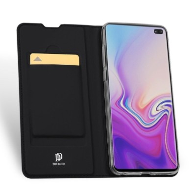 „Dux Ducis“ Skin serijos Samsung Galaxy S10+ (G975) juodas odinis atverčiamas dėklas / Priedai.lt