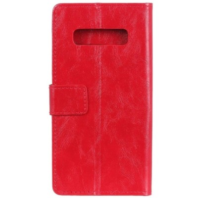 Samsung Galaxy S10+ (G975) atverčiamas raudonas odinis dėklas - piniginė / Priedai.lt
