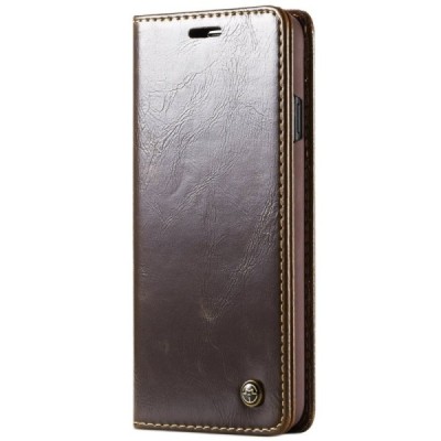 Samsung Galaxy S10+ (G975) „CaseMe“ solidus atverčiamas rudas odinis dėklas - knygutė / Priedai.lt