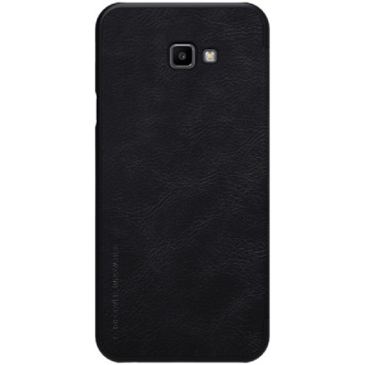 Prabangus „Nillkin“ Qin serijos juodas odinis atverčiamas Samsung Galaxy J4+ (J400F) dėklas / Priedai.lt