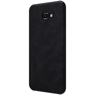 Prabangus „Nillkin“ Qin serijos juodas odinis atverčiamas Samsung Galaxy J4+ (J400F) dėklas / Priedai.lt