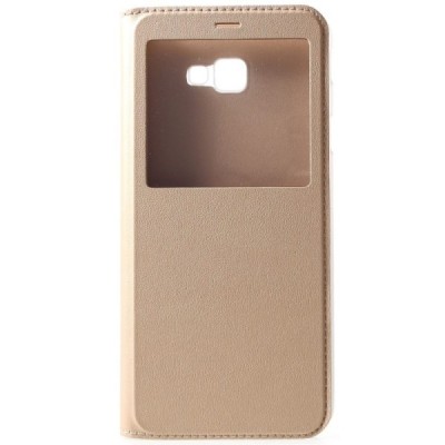 Samsung Galaxy J4+ (J400F) auksinis odinis atverčiamas dėklas su langeliu / Priedai.lt